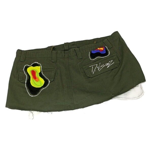 DVisionz Thermal Cargo Skirt Artist Abstract Micro Mini D.Visionz Women's XL 40 - Picture 3 of 6